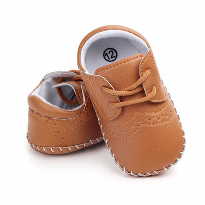 New Baby Shoes Retro Leather Boy Girl Shoes Toddler Rubber Sole Anti-slip First Walkers Newborn Infant Baby Crib Shoes