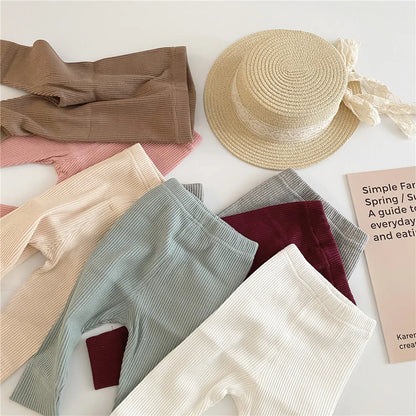 Autumn Baby Girl Legging Cotton Baby Boys Ribbed Leggings Striped Kids Pants Children Casual Trousers