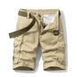 2025 Summer Men's Baggy Multi Pocket Military Cargo Shorts Male Cotton Khaki Men's Tactical Shorts Short Pants 30-38 No Belt