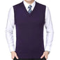 HOT SALES! Men Casual Winter Solid Color V Neck Sleeveless Knitted Woolen Plus Size Vest Knitted Woolen Vest Men Suit Vest