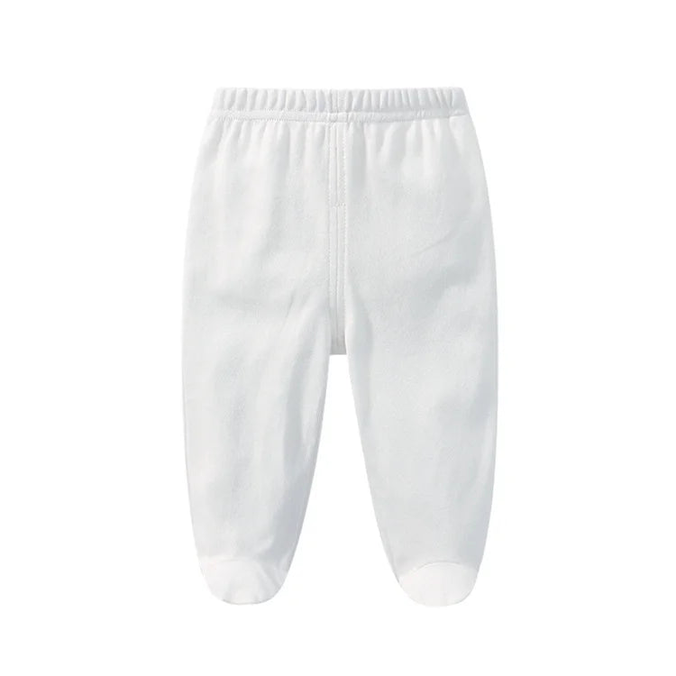 Lawadka 0-12M Spring Autumn Cotton Newborn Baby Boy Girl Pants Solid Wrap Foot Long Trousers Casual Baby Leggings For Girls Boys