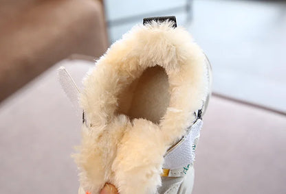 Autumn Winter Girl Children Sport Shoes Breathable Plush Warm Boys Sneakers Boots Soft Light WIth Fur Outdoor Kids Running Shoes