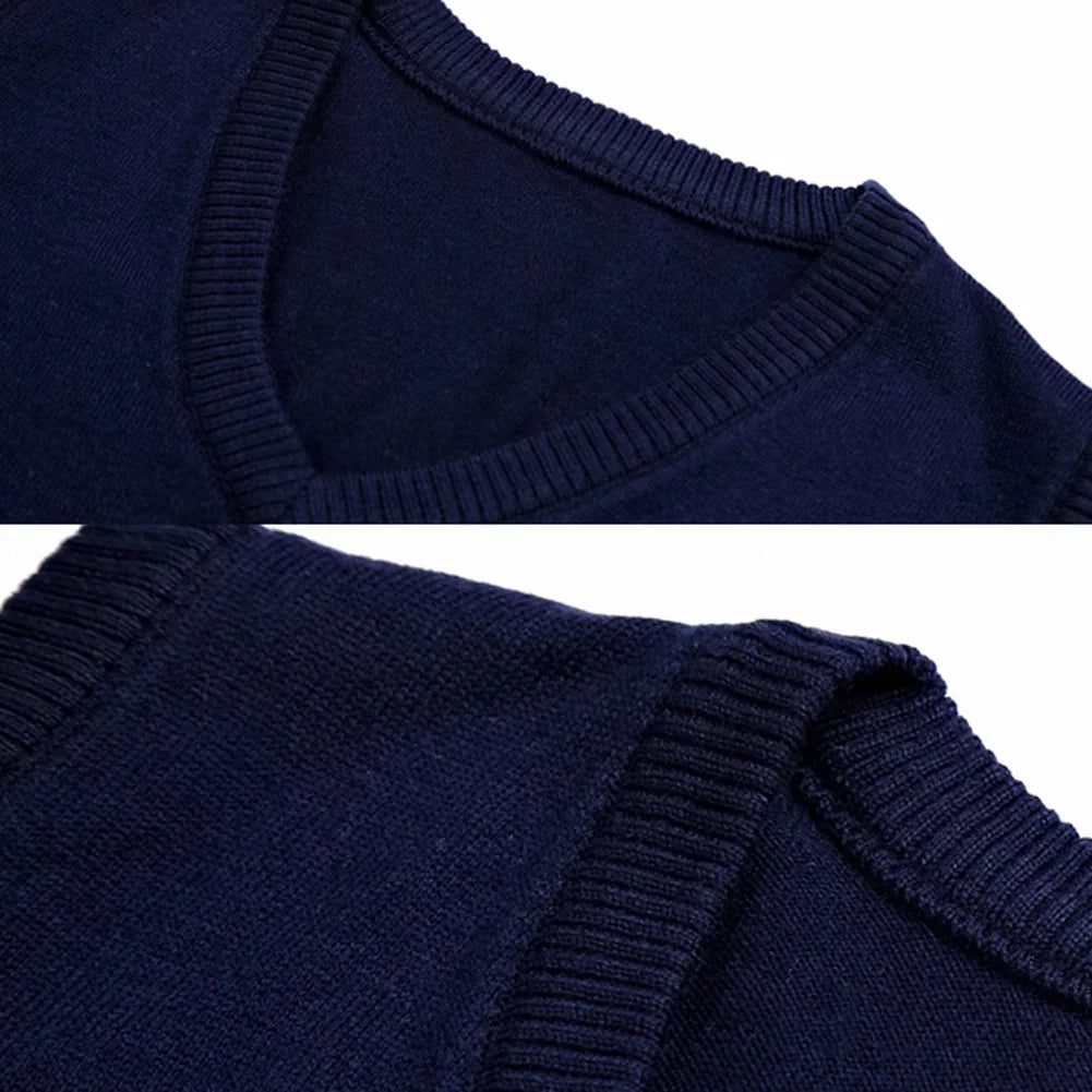 HOT SALES! Men Casual Winter Solid Color V Neck Sleeveless Knitted Woolen Plus Size Vest Knitted Woolen Vest Men Suit Vest