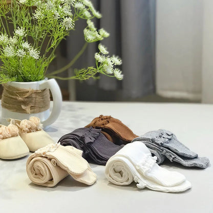 Spring Autumn Lace Baby Leggings Girls Newborn High waist Cotton Strum hose Bottom Foot Pants