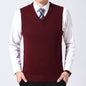 JOHMUVVE  New Men V-neck Vest Trend Retro Solid Color Vest All-match Casual Business Work Woolen Knit Vest Men Autumn