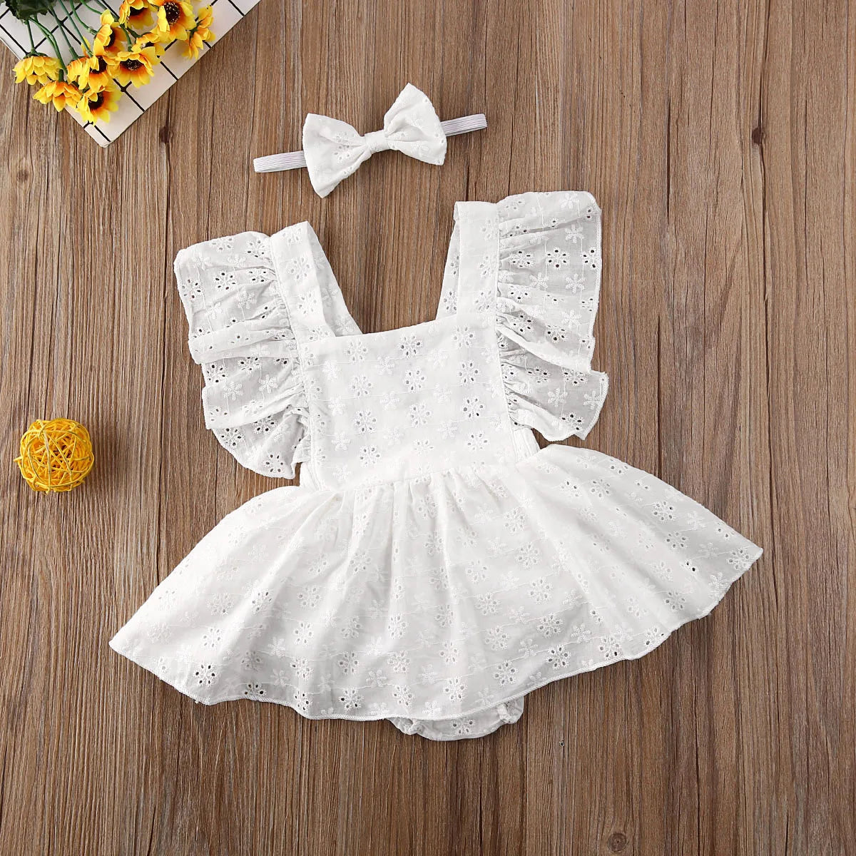 Newborn Infant Baby Girls Princess Short Sleeve Romper Dress Clothes Outfit 2025 Summer white girls mini dress