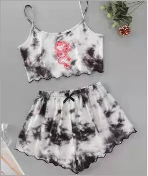 Hot Women's Sleepwear Cute Cartoon Print Short Set Pajamas for Women Pajama Set Sweet Short Sleeve V-Neck & Shorts Summer Pajama