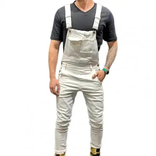Summer New Men's Distressed Denim Carpenter Overalls Bib Jumpsuits Motos Biker Jean Long Harajuku Rompers Streetwear Plus Size