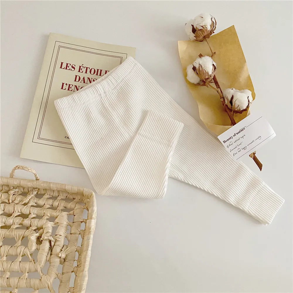 Autumn Baby Girl Legging Cotton Baby Boys Ribbed Leggings Striped Kids Pants Children Casual Trousers