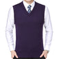 JOHMUVVE  New Men V-neck Vest Trend Retro Solid Color Vest All-match Casual Business Work Woolen Knit Vest Men Autumn