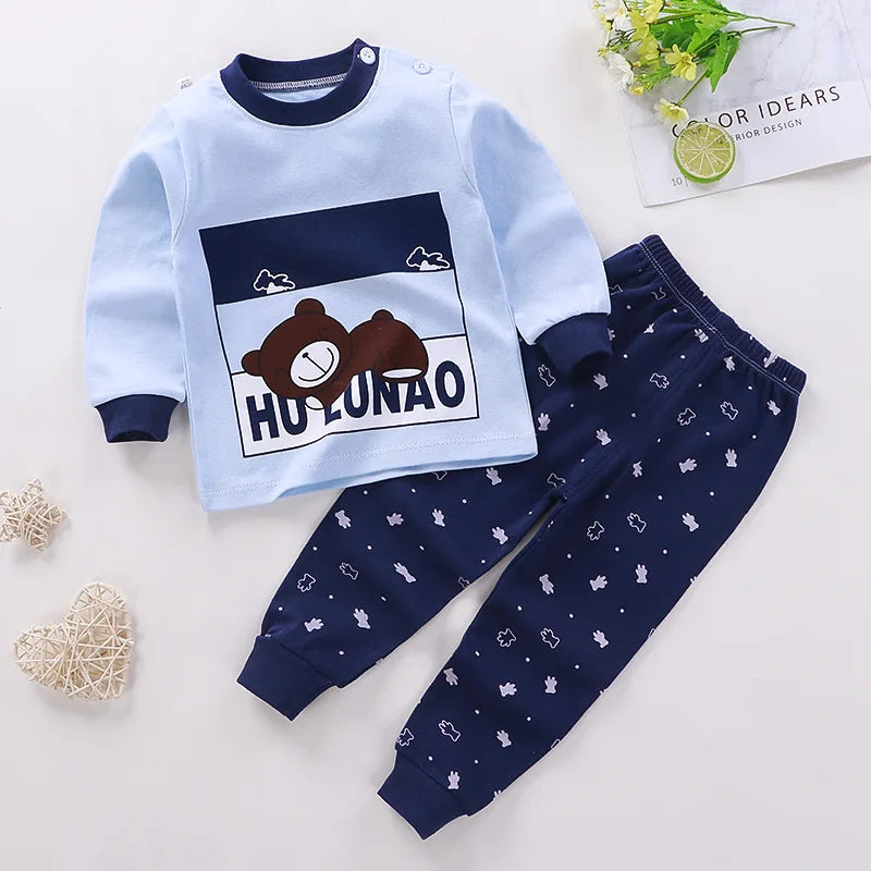 Spring Autumn New Baby Clothing Set Cartoon Cotton Baby Boys Clothing Girls Suit Set 0-3 Year Baby Clothes
