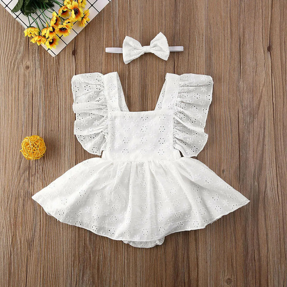 Newborn Infant Baby Girls Princess Short Sleeve Romper Dress Clothes Outfit 2025 Summer white girls mini dress