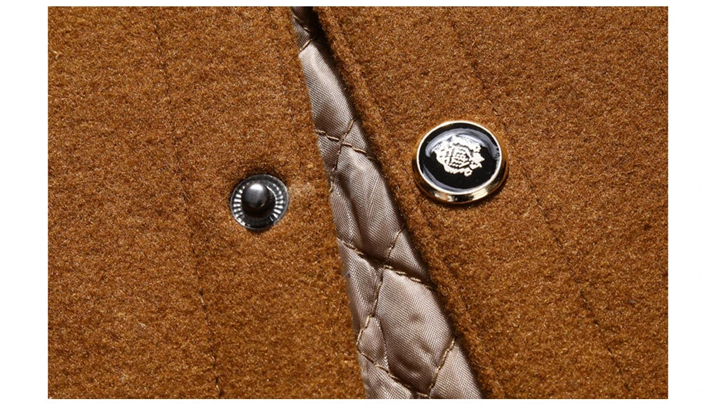 DIMUSI Winter Autumn Men's Wool Coats Casual Middle Long Scarf Collar Cotton-padded Thick Warm Woolen Coat Male Trench Clothing