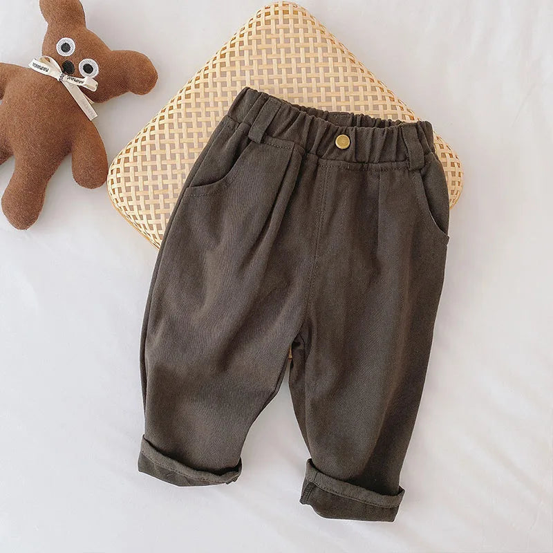 MILANCEL 2025 Spring Autumn Solid Kids Boys Straight Pants Fashion Children Clothing Trousers Brief Jeans for 1-6 Years
