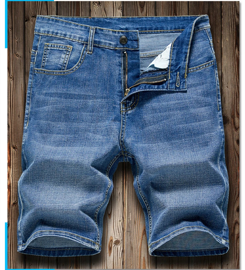 2025 Summer Men's Slim Denim Shorts Business Casual Fashion Loose Stretch All-Match Jeans Male High-End Brand Five-Point Pants