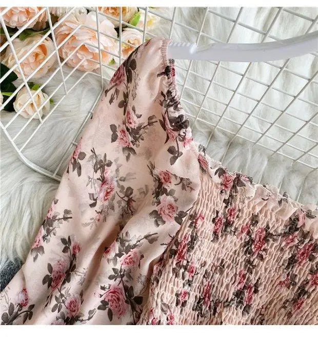 Blouse Women Autumn Retro Sexy Square-Neck Chiffon Shirt Long Sleeve Women's High Waist Short Blusas Ropa De Mujer