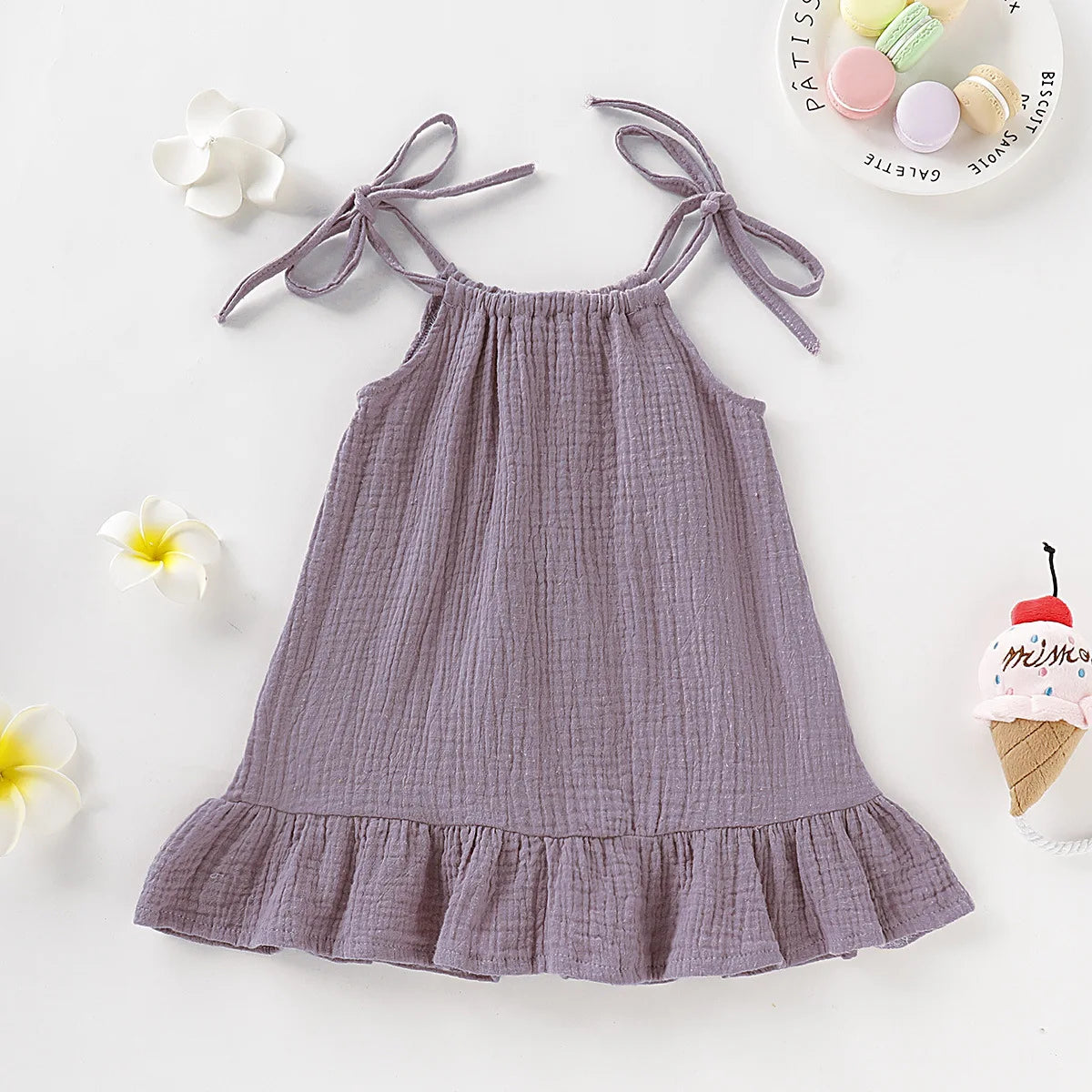 Summer Toddler Baby Girl Sleeveless Ruffles Dress Sarafan Kids Cotton Linen Muslin Slip Dresses Clothing