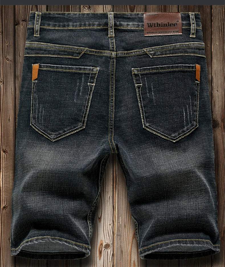 2025 Summer Men's Slim Denim Shorts Business Casual Fashion Loose Stretch All-Match Jeans Male High-End Brand Five-Point Pants