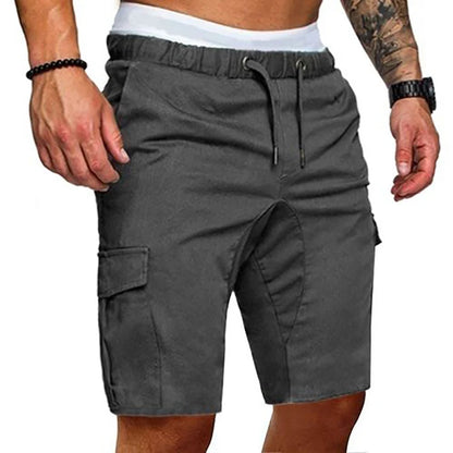 Casual Shorts Mens Summer Cargo Shorts Gym Sport Running Workout Cargo Pants Jogger Trousers Drawstring Solid Jogging Shorts Men
