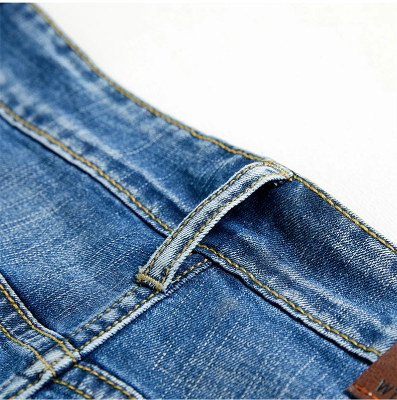 2025 Summer Men's Slim Denim Shorts Business Casual Fashion Loose Stretch All-Match Jeans Male High-End Brand Five-Point Pants