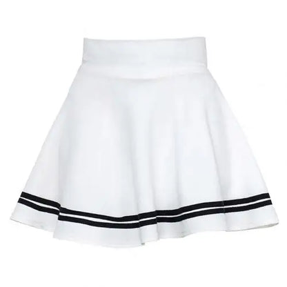 Women Skirt Solid Color Sexy High Waist Stripe Midi Pleated Skirts Girls Black White A Line Mini School Skirt Uniform Large Size