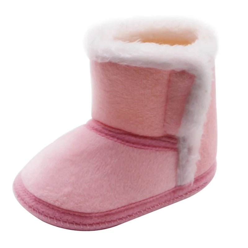 Winter Baby Kids Non-slip Soft Sole Moccasin Boots Boys Girls Suede Leather Crib Shoes 0-18M