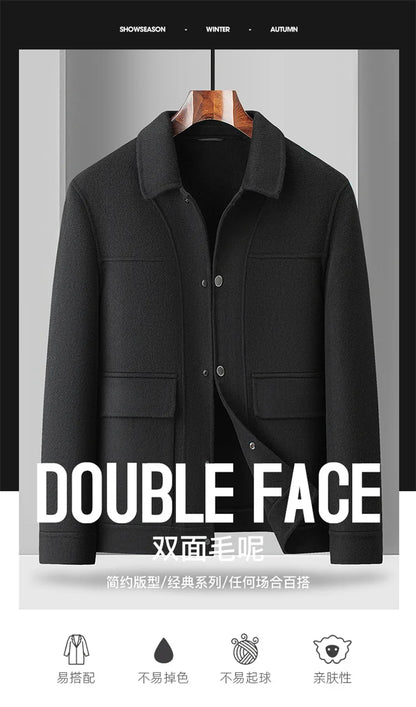 2025 Autumn/Winter New Double sided Woolen Coat High end Fabric Korean Edition Fashion Pure Handmade Woolen Coat Work Style