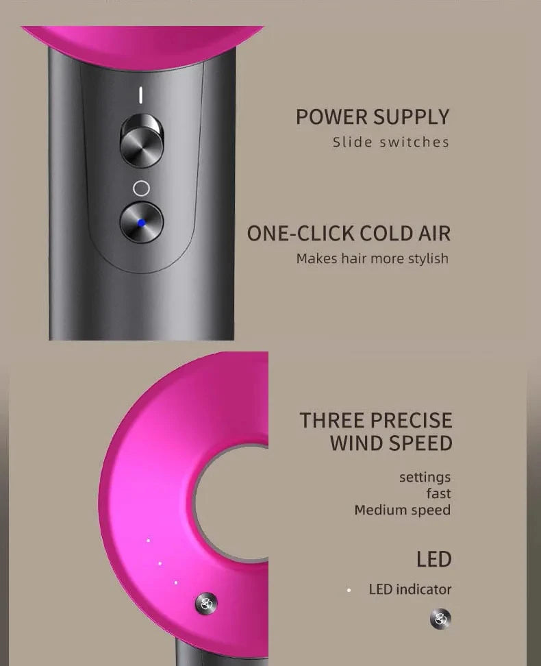 Professional Leafless Hair Dryer Negative Ion Quick Drying Home Powerful 5 Attachment Constant Anion Electric Hair Dryer