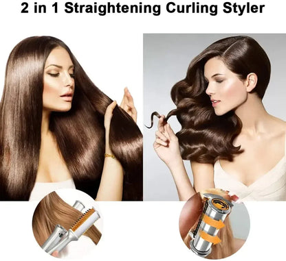 Professional Hairs Curler Straighter Rotating Hair Brush Curler Styler Hair Styling Tools Curling Iron Straighten Brush 2 In 1