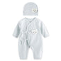 Breathable Newborn Bear Jumpsuit Hospital Hat Spring Outfit Long Sleeves Bodysuits for Baby Girls Boys Unisex Coveralls A2UB