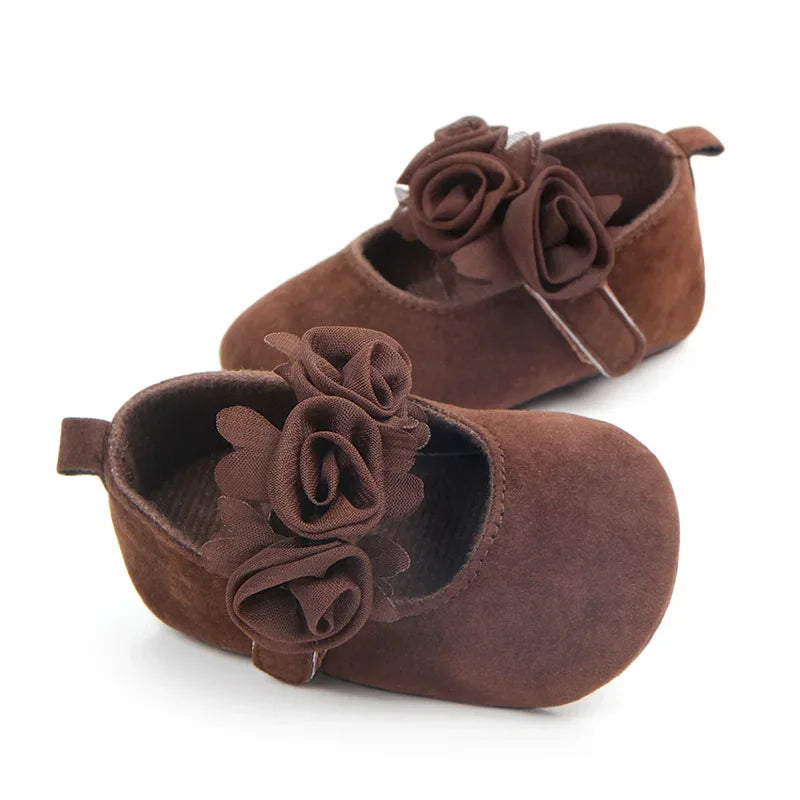 Girls Shoes Soft Soles Non-slip Beautiful Flowers Solid Color Fashion Toddler Infant Newborns Crib First Walkers Princess Shoes