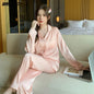 Women Casual Luxury Pajamas Thin Pajamas Female Sleepwear New Elegant Ladies Faux Silk Polyester Dots Pajama Sets Sexy Home wear