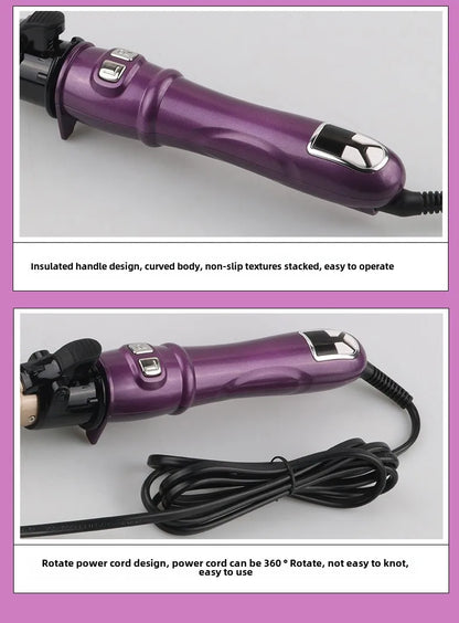 Automatic Hair Curler 1.1inches Rotating Curling Iron with LED Display Fast Heating Curling Wand Hair Curler for Home Travel Use