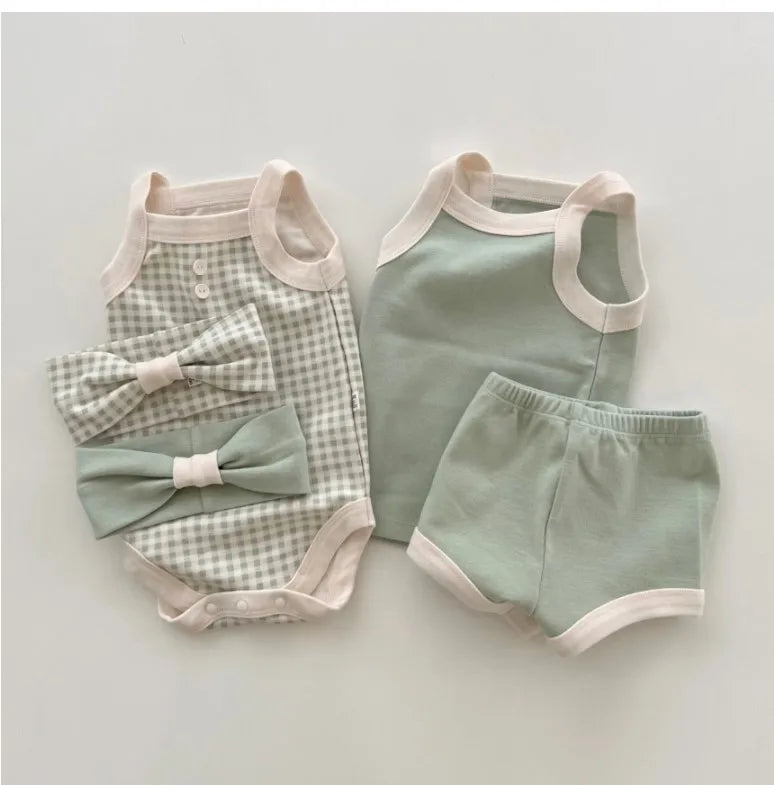 2025 New Baby Sleeveless Clothes Set Boy Girl Summer Thin Cotton Vest + Shorts 2pcs Suit Infant Outfits Toddler Breathable Set
