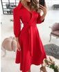 Office Women Casual Sashes A-Line Wrap Summer Dress 2025 Print Long Sleeve V-Neck Dress Pocket Elegant Midi Party Dress Vestidos