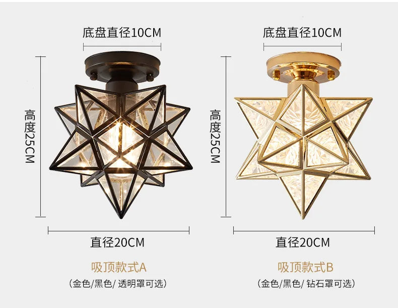 Lamps for Living Room Decor Five-pointed chandelier Modern Balcony Corridor Porch Fashion Network Red Star  Ceiling Light