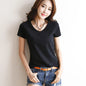 Shirts Summer Women's Short Sleeve Round Neck Casual Blouse Shirts Solid Color Tops  Black / White
