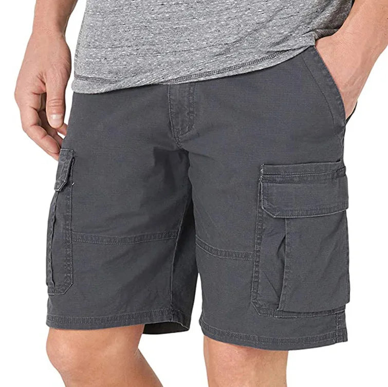Summer Fashion Casual Tooling Shorts Men's Solid Loose Cotton Multi-pockets Cargo Pants Comfy Beach Sport Short Trousers for Men