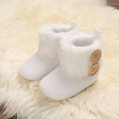 Autumn and Winter Baby Plush Thick Warm Cotton Shoes 0-18 Months Soft Soled Comfortable Non Slip Boots