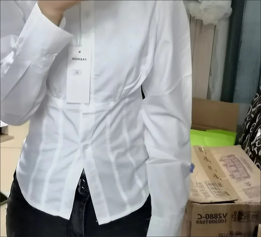 White Shirts Women Slim Sexy Girls All-match Preppy Style Long Sleeve Tops Casual Fashion Girls Classic Camisa Feminine