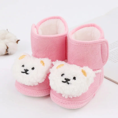 Baywell Baby Boots Newborn Winter Plush Snow Booties for Infant Boys Girls Soft Comfortable Lace Up Warming Shoes