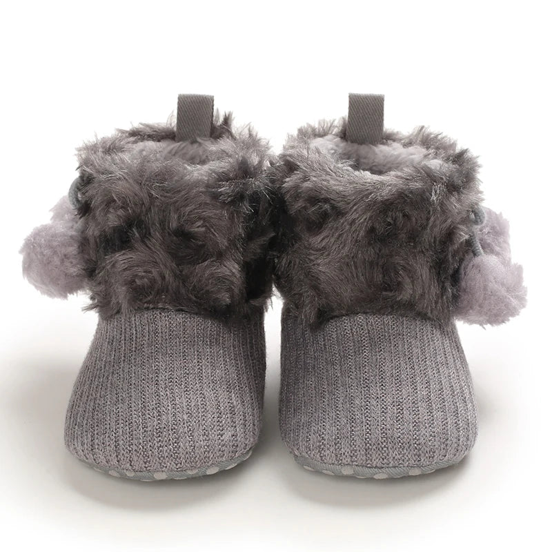 Autumn and Winter Baby Plush Thick Warm Cotton Shoes 0-18 Months Soft Soled Comfortable Non Slip Boots