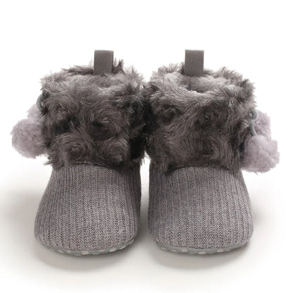 Autumn and Winter Baby Plush Thick Warm Cotton Shoes 0-18 Months Soft Soled Comfortable Non Slip Boots