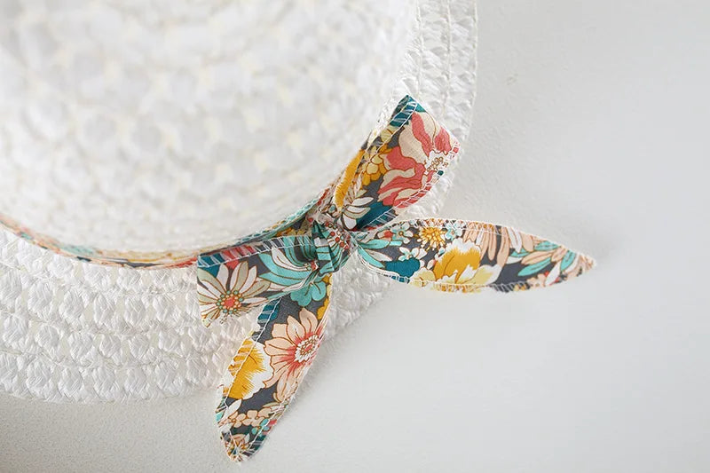 2Piece Sets Summer Toddler Girl Clothes Korean Fashion Flowers Cute Bow Sleeveless Princess Baby Dresses+ Sunhat Kids Dress BC136