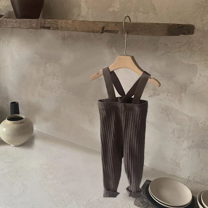 2025 Autumn New Baby Solid Leggings Toddler Boy Pp Pants Cotton Infant Girl Overalls Kids Casual Trousers Baby Strap Leggings