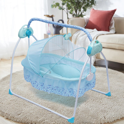 5 Gears Electric Auto-Swing Baby Crib Cradle Sleep Bed Infant Rocker + Net Music Bluetooth Music Adjustable+ Mat