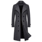 Men's Extra Long Woolen Black Coat Windbreaker Winter Warm Gentleman Coat Jackets Male Elegant Regular Fit Casual Daily Clothing