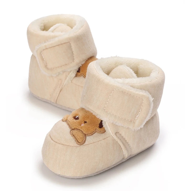 Winter Snow Baby Boots Cute Bear Warm Booties For Kids Soft Sole Infant Newborn Toddler Baby Girl Shoes