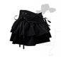 Blue Denim Pleated Skirt Bow Fold Design Women's A-line Short Skirt Built in Shorts American Spicy Girl Korean Fashion Hot sweet
