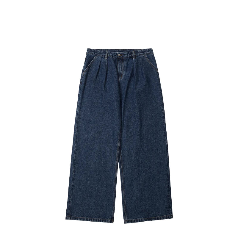 INFLATION Brown Retro Washed Denim Pants Unisex Classic Straight Leg Jeans Male Trouser Plus Size